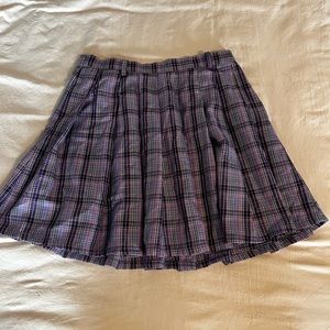 Hot Topic Purple Plaid Pleated Grommet Belt Skirt